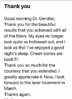 Testimonial letter: Thank you. Good morning Dr. Gendler, Thank you for the beautiful results… Patient 8
