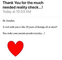 Testimonial letter: Thank You for the much needed reality check…! Patient 10