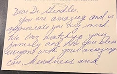 Testimonial letter: Dear Dr. Gendler you are amazing…. Patient 12